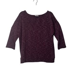 Loft Outlet Lounge Women Large Burgundy Space Dye Split Back 3/4 Sleeve Top Sz L